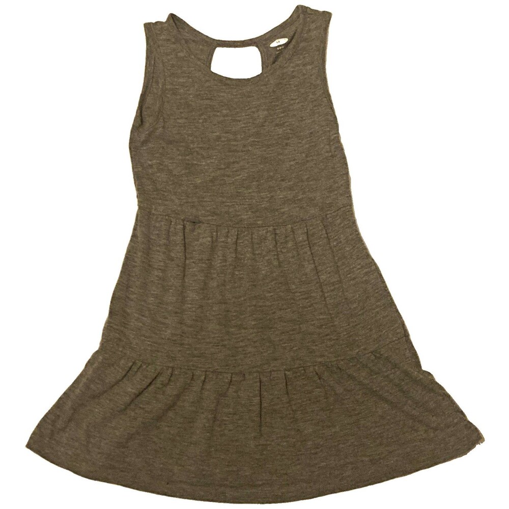 Girls S (6-7) Old Navy Gray Sleeveless Dress Ruffle Tier Soft Cotten Blend